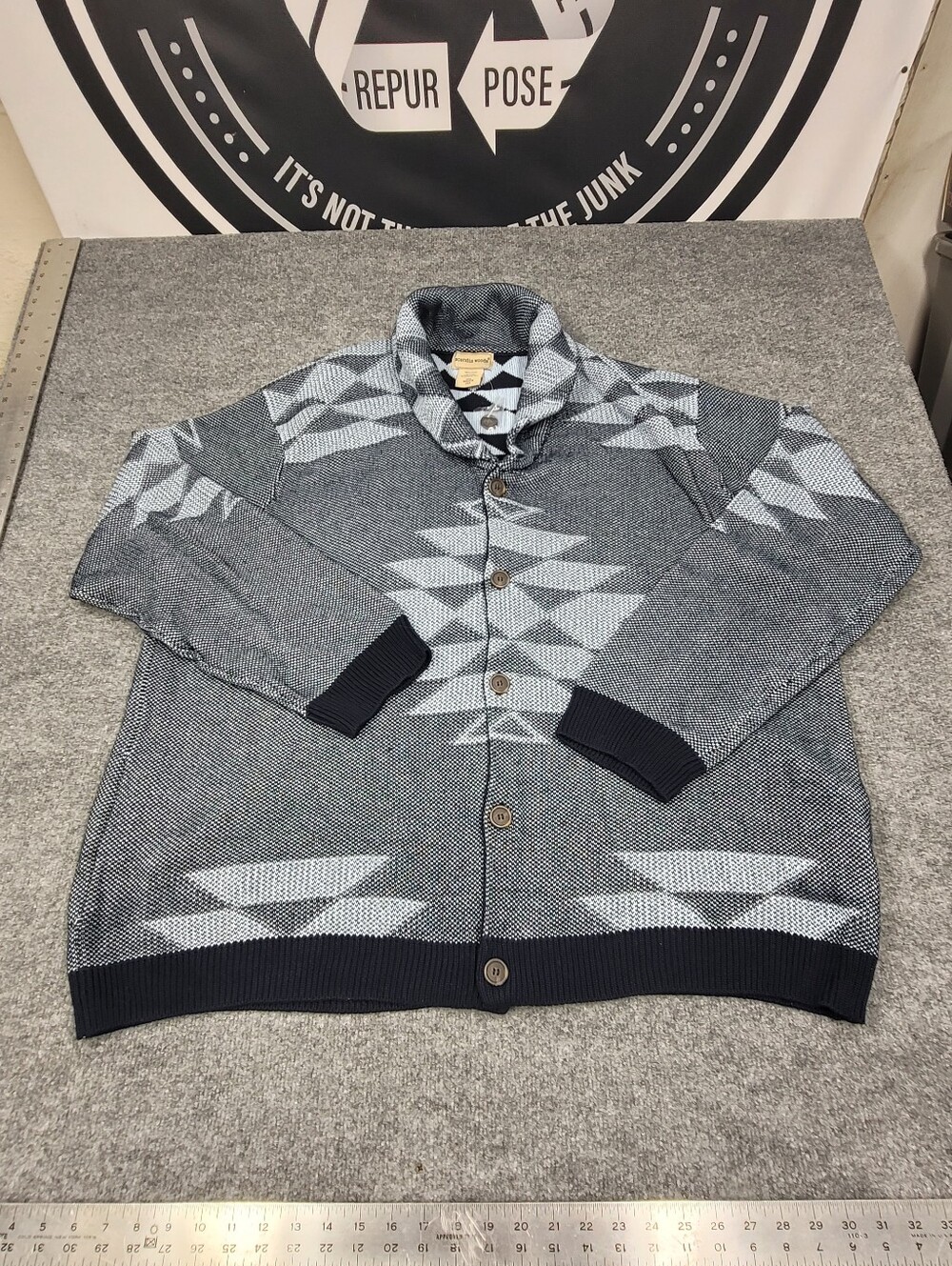 Scandia Woods Cardigan Sweater Button Mens 3XL Blue Oversized 100% Cotton